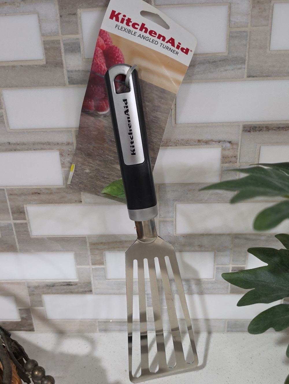 KitchenAid Black and Silver Flexible Angled Turner